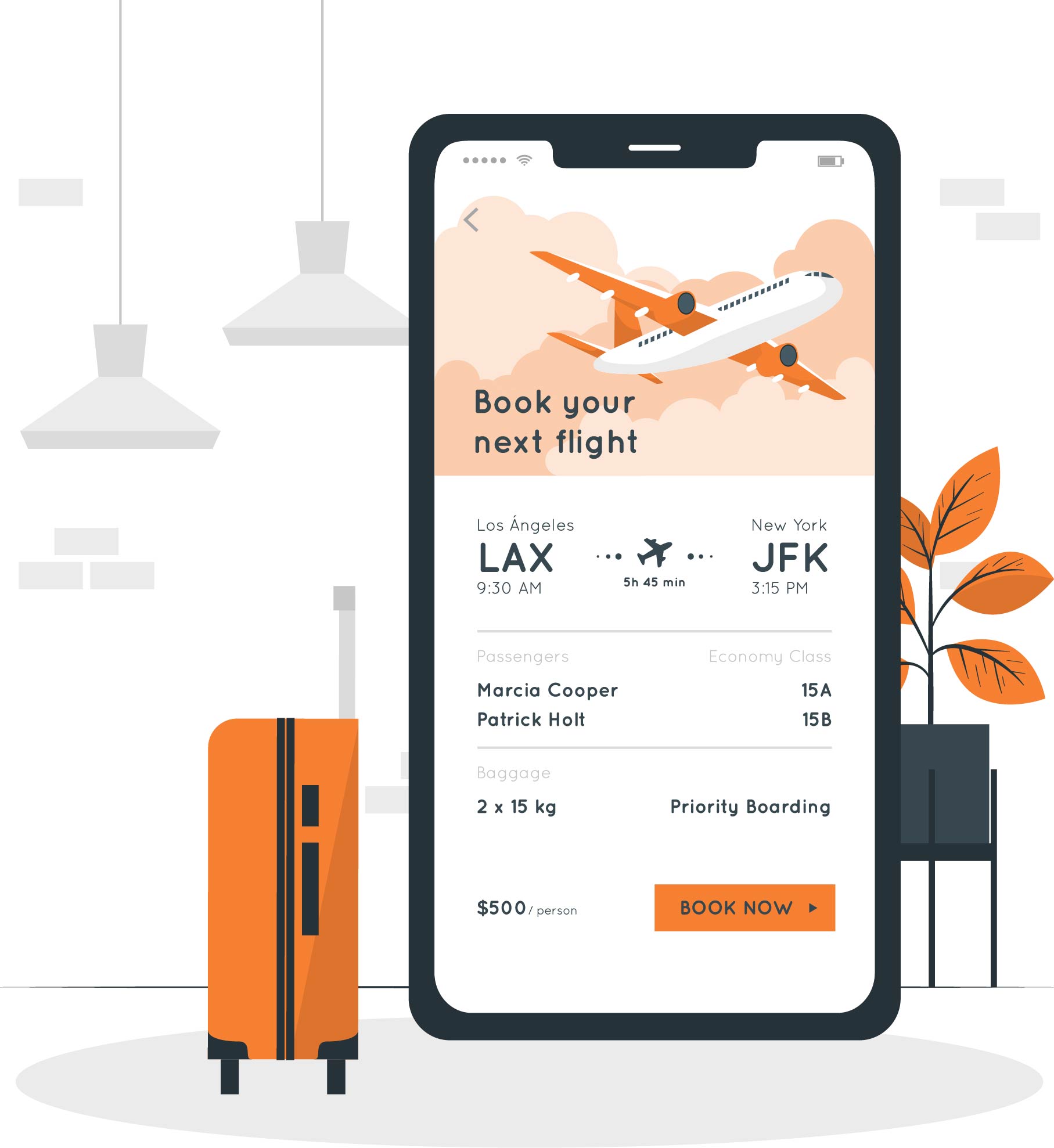 Traveller with flight ticket